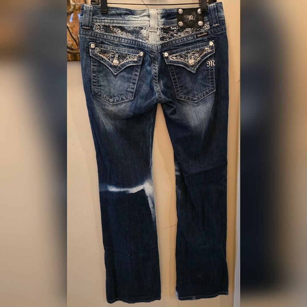 Miss Me Blue Boot Cut Jeans with Silver Accents 30x33 1/2 - Picture 6 of 6
